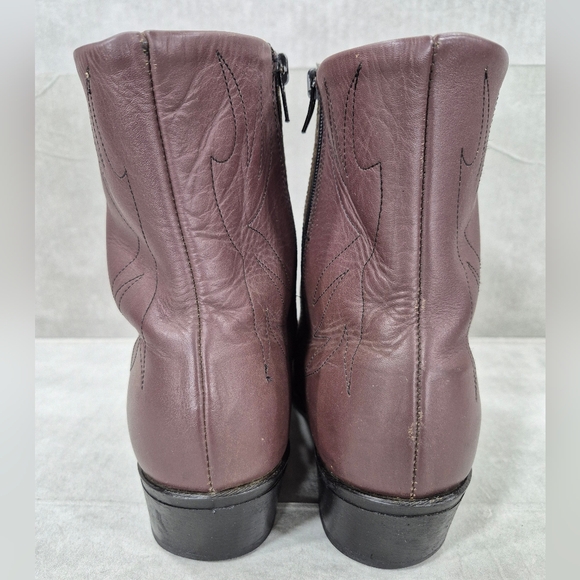 Long Haul western boots men's 9.5W burgundy-ish brown leather side zip point toe - Picture 5 of 15